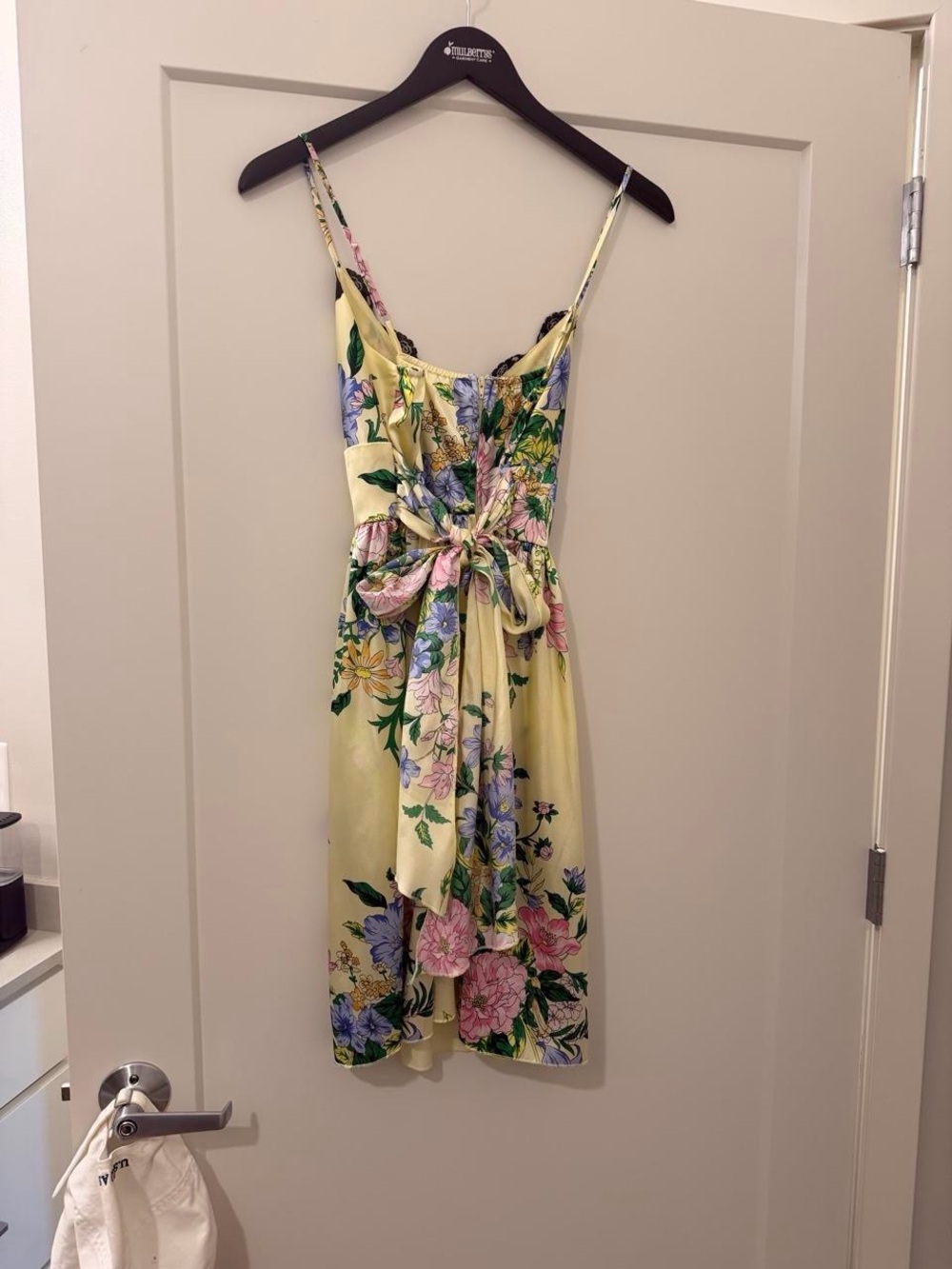 Floral Lace-Trim Slip Dress in Yellow - Picture 3 of 4
